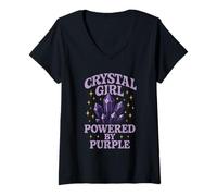 Mujer Amatista Adicto Sanación Cristal Energía Bruja Espiritual Camiseta Cuello V