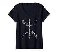 Mujer Amazigh Símbolo Bereber Tifinagh Tatuaje Arte Kabyle Diseño Camiseta Cuello V