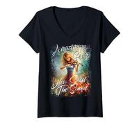Mujer Amazing Grace Qué Dulce es el Sonido Camiseta Cuello V