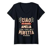 Mujer Amelia Idea Regalo Personalizzata Amica Nome Divertente Camiseta Cuello V