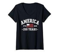 Mujer America 250 Years 2026 1776 USA United States Flag July 4th Camiseta Cuello V