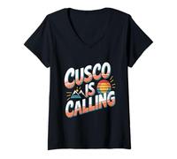 Mujer América del Sur Inca Trail Adventure Cusco Perú Camiseta Cuello V