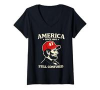 Mujer América Desde 1865 todavía Confundido Lincoln 47 Sombrero político Camiseta Cuello V