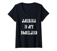 Mujer América es mi Patria Patriótica Americana Camiseta Cuello V