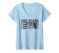Mujer America Faith and Freedom 250 Years Since 1776 4th of July Camiseta Cuello V