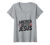 Mujer América Necesita A Jesús Cristianos Patriotas Camiseta Cuello V
