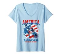 Mujer América Nosotros El Pueblo 250 Años Sin Reyes Democracia Libertad Camiseta Cuello V