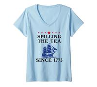 Mujer America Spilling The Tea Since 1773 American History Teacher Camiseta Cuello V