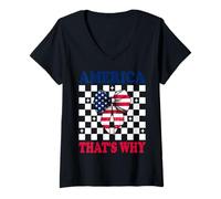 Mujer America That's Why 4 of July USA American Flag Patriotic Camiseta Cuello V