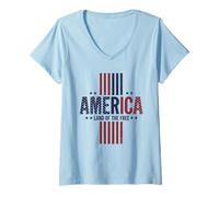 Mujer América Tierra de los Libres Camiseta Cuello V