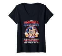Mujer America We Love Dogs Chihuahua Dog and Beer 4th of July Camiseta Cuello V