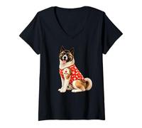 Mujer American Akita Dog Mom | Amo a mamá, Lindo Cachorro Camiseta Cuello V