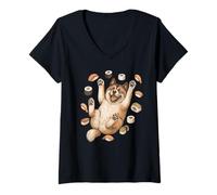 Mujer American Akita Sushi Retro Vintage Perro Amante Camiseta Cuello V