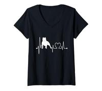 Mujer American Bully Dog My Heartbeat EKG Funny Dogs My Cardio Camiseta Cuello V