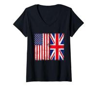 Mujer American Citizen British Root Illustration Graphic Designs Camiseta Cuello V