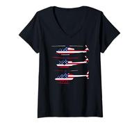 Mujer American Flag Patriotic Helicopter Aviator Pilot Combat Gift Camiseta Cuello V