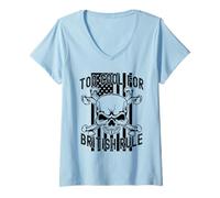 Mujer American Flag Skull Bones 4th July Too Cool for British Rule Camiseta Cuello V