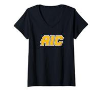 Mujer American International College AIC Yellow Jackets Camiseta Cuello V