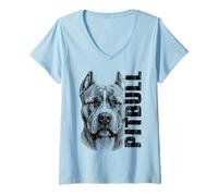 Mujer American Pitbull Terrier Dog Portrait Bullie Breed Design Camiseta Cuello V
