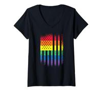 Mujer American Pride Flag Design Camiseta Cuello V