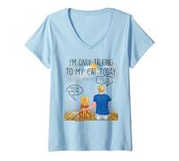 Mujer American Shorthair Cat I'm Only Talking To My Cat Today Camiseta Cuello V