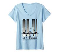 Mujer American SR71 Blackbird Spy Avión Militar Aviación Arte Camiseta Cuello V