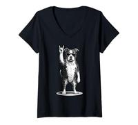Mujer American Staffordshire Terrier Rock Music Retro Vintage Dog Camiseta Cuello V