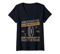 Mujer American Tire Premium Service Race The Road Camiseta Cuello V