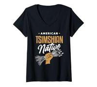Mujer AMERICAN TSIMSHIAN NATIVE - Puño de flechas - Tribu india Camiseta Cuello V