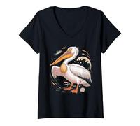 Mujer American White Pelican Sea Bird Birder Camiseta Cuello V