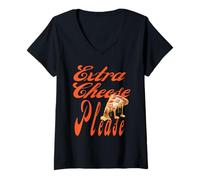 Mujer Americana Extra Cheese Pepperoni Pizza Estilo Nueva York Retro Camiseta Cuello V