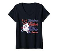 Mujer Americana Helado Amor Mascota Verano Diversión LOL 50s Vintage Camiseta Cuello V