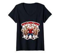Mujer Amigos de la tripulación del Equipo de Entrenamiento navideño de Santa's Swole Squad Camiseta Cuello V