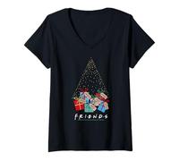 Mujer Amigos de Navidad Intercambio de Regalos de alegría Camiseta Cuello V