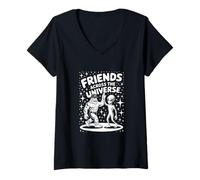 Mujer Amigos de todo el universo - Humor alienígena y Bigfoot Camiseta Cuello V