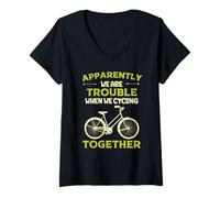 Mujer Amistad Ciclismo Grupo Marido y Esposa Ciclismo Socios Camiseta Cuello V
