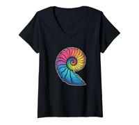 Mujer Ammonites De Colores Fósiles Geólogos Prehistóricos Ciencia Camiseta Cuello V