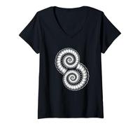 Mujer Ammonites Fósiles Prehistoria Geólogos Ciencia Naturaleza Camiseta Cuello V