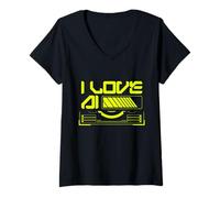 Mujer Amo A Ai Aprendizaje Automático Inteligencia Artificial Camiseta Cuello V
