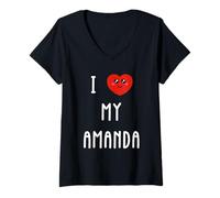 Mujer Amo A Amanda Nombre Gracioso Camiseta Cuello V