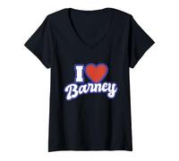 Mujer Amo a Barney Camiseta Cuello V