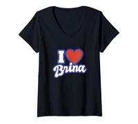 Mujer Amo a Brina Camiseta Cuello V