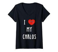 Mujer Amo A Carlos Nombre Gracioso Camiseta Cuello V