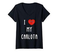 Mujer Amo A Carlota Nombre Gracioso Camiseta Cuello V
