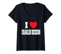 Mujer Amo a Charles Dickens Camiseta Cuello V