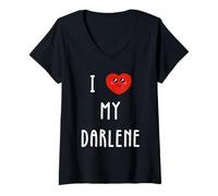 Mujer Amo A Darlene Nombre Gracioso Camiseta Cuello V