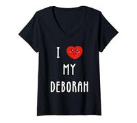 Mujer Amo A Deborah Nombre Gracioso Camiseta Cuello V