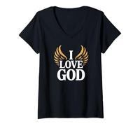 Mujer Amo a Dios Fe Inspiradora Camiseta Cuello V