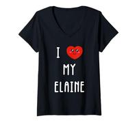 Mujer Amo A Elaine Nombre Gracioso Camiseta Cuello V
