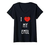 Mujer Amo A Emil Nombre Gracioso Camiseta Cuello V